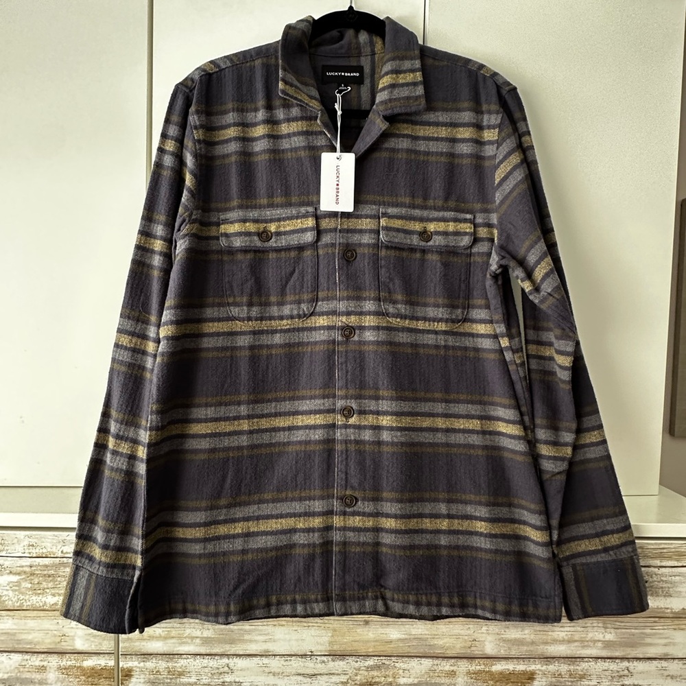 🍀 Lucky Brand Plaid Flannel Shirt Men’s Small 100% Cotton NWT